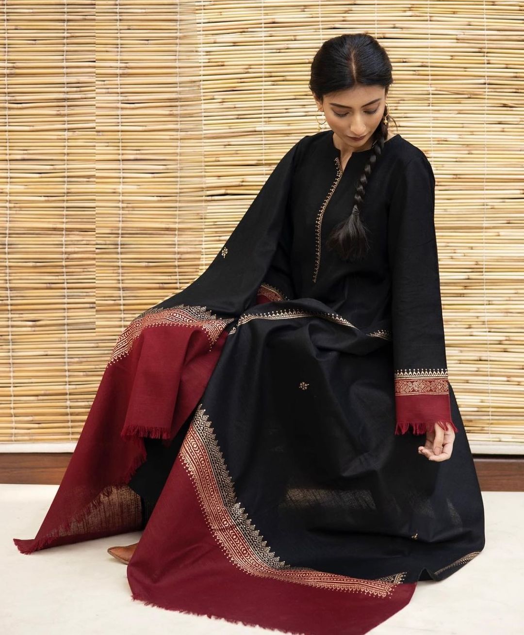 Black M-embroidered 3Pc ZB-120