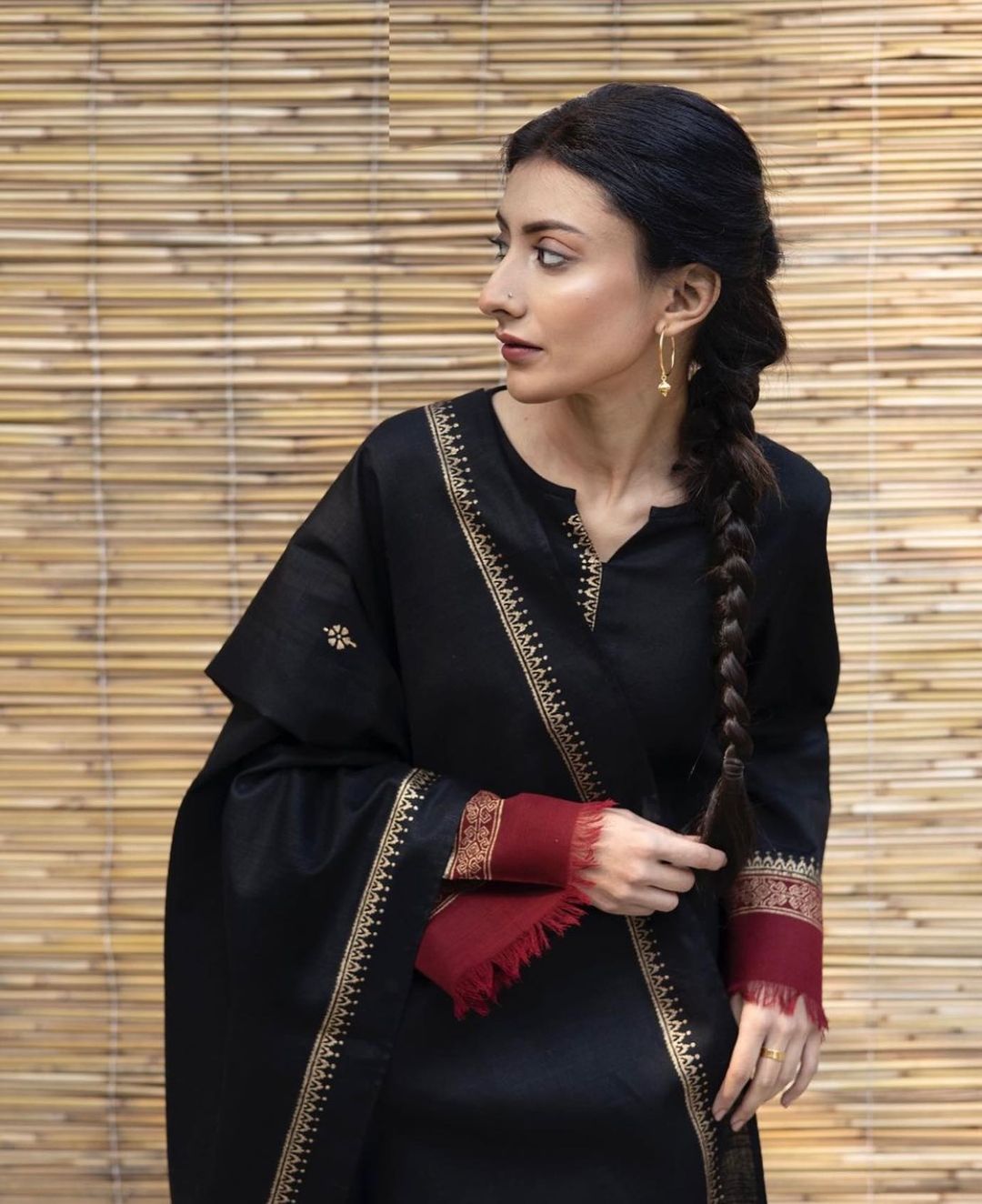 Black M-embroidered 3Pc ZB-120