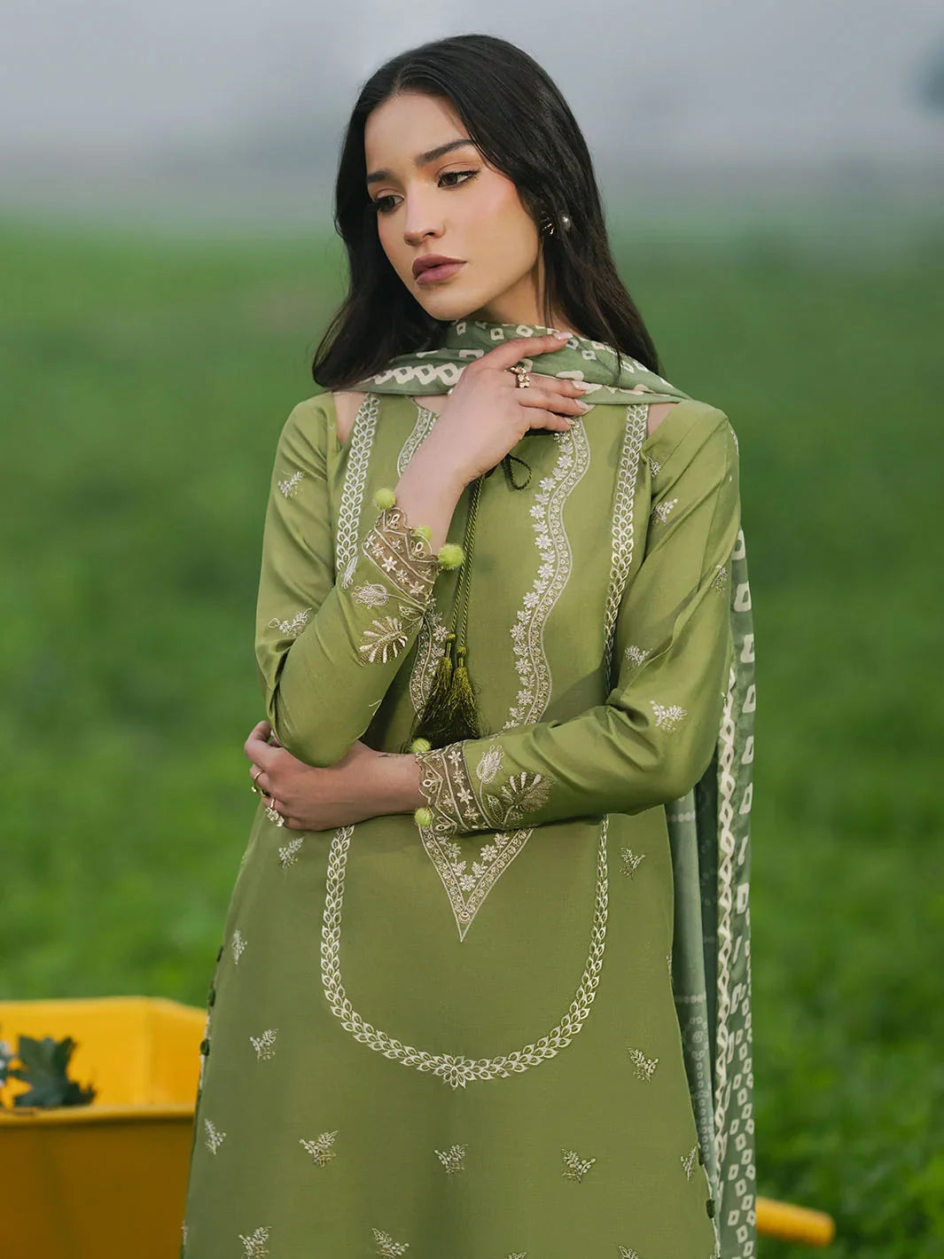 APPLE GREEN DHANAK 3pc ZB-1229
