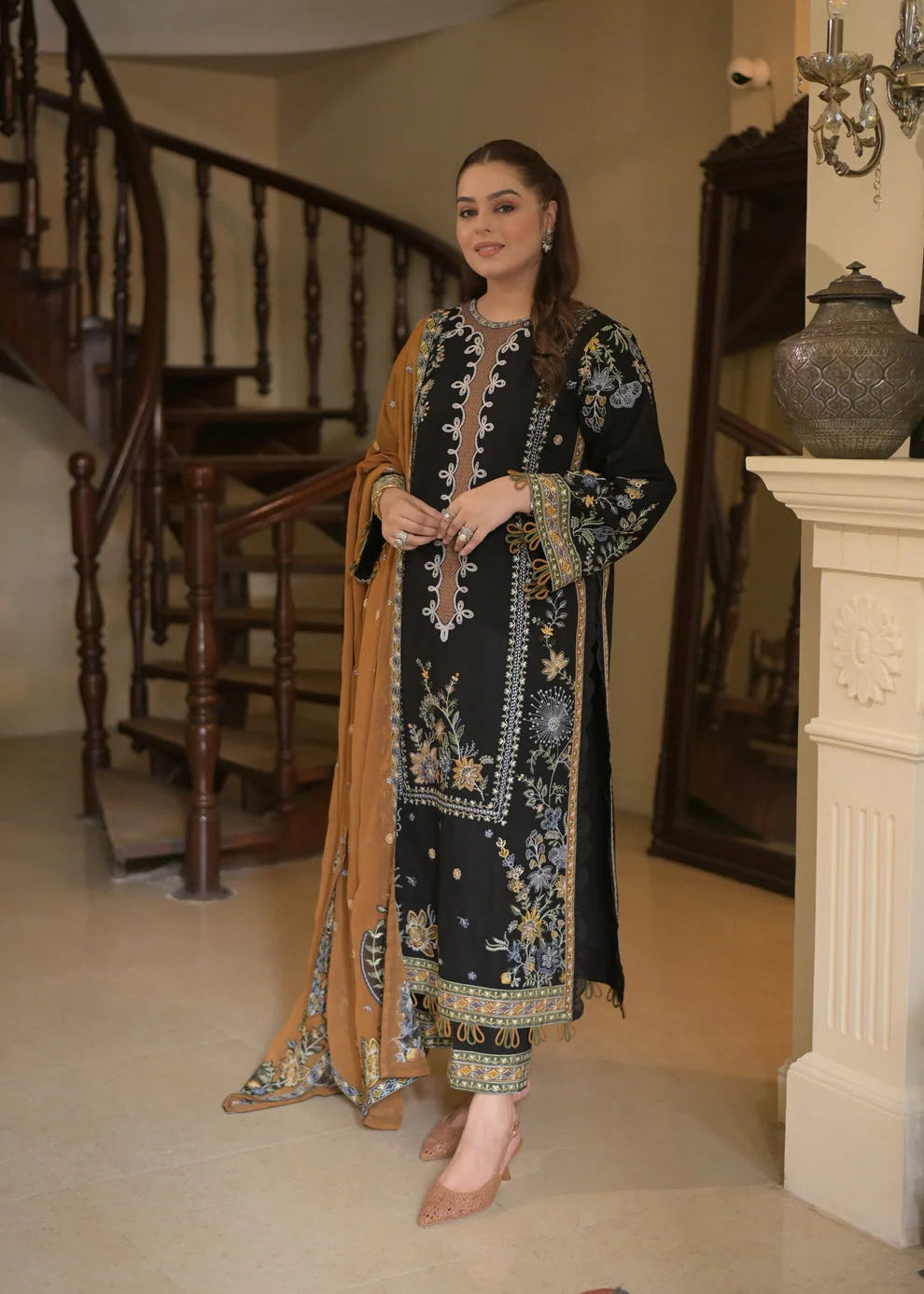 SALMON BLACK DHANAK 3pc ZB-1202
