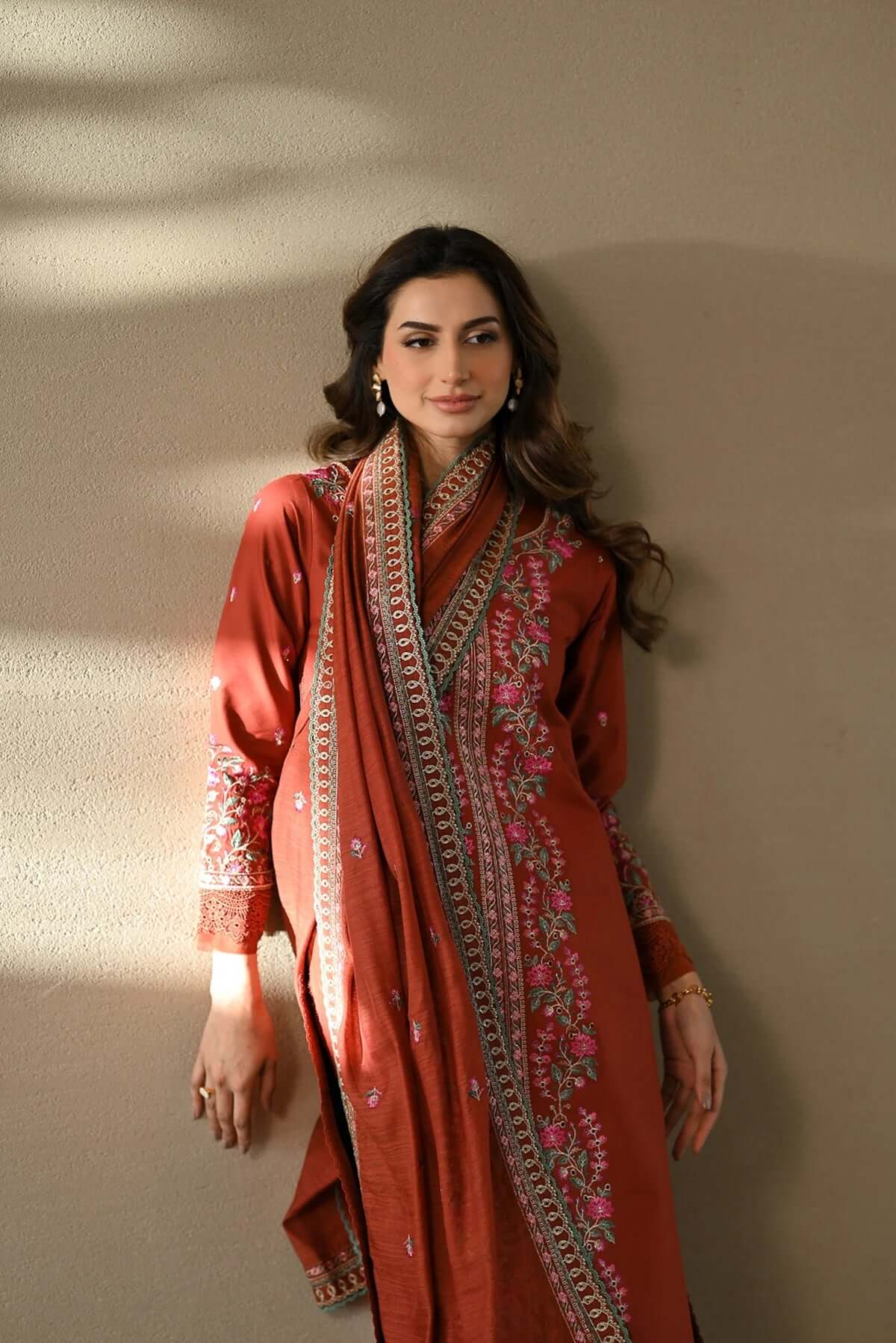 BURNT ORANGE DHANAK 3pc ZB-1213