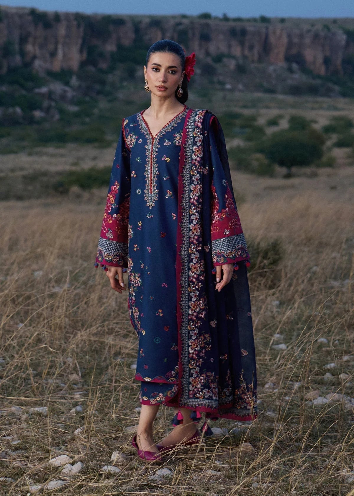 ROYAL BLUE DHANAK 3pc ZB-1171