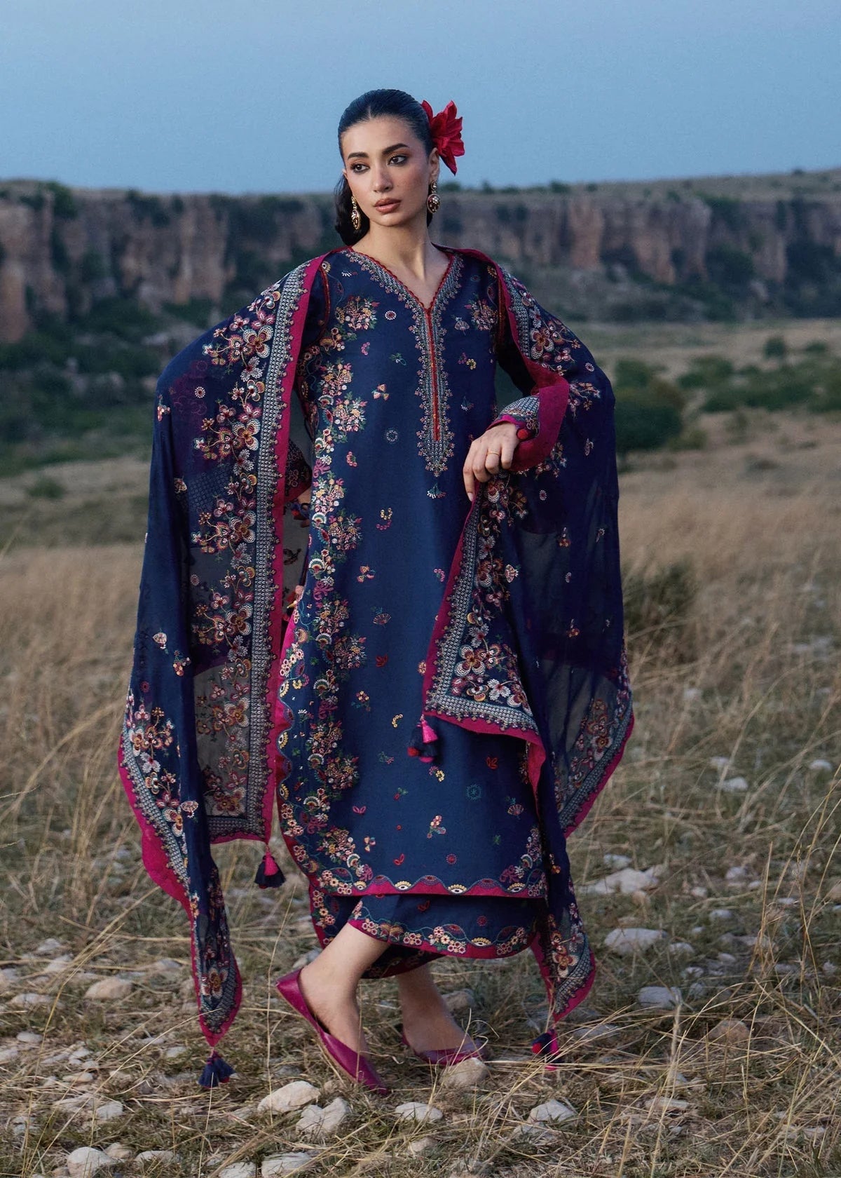 ROYAL BLUE DHANAK 3pc ZB-1171