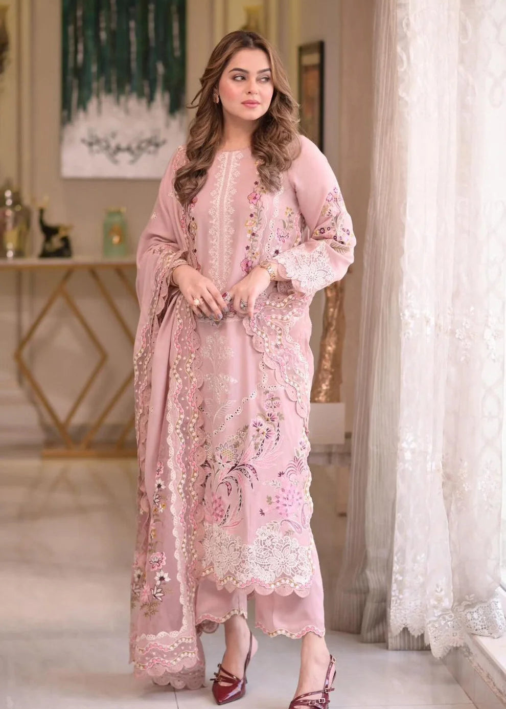 SALMON PINK DHANAK 3pc ZB-1208